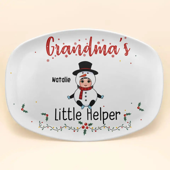 Grandma Little Helpers - Personalized Custom Platter - Christmas Gift For Grandma, Family Members