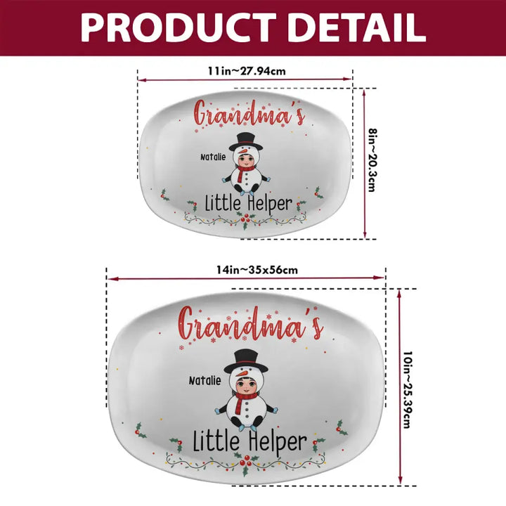 Grandma Little Helpers - Personalized Custom Platter - Christmas Gift For Grandma, Family Members