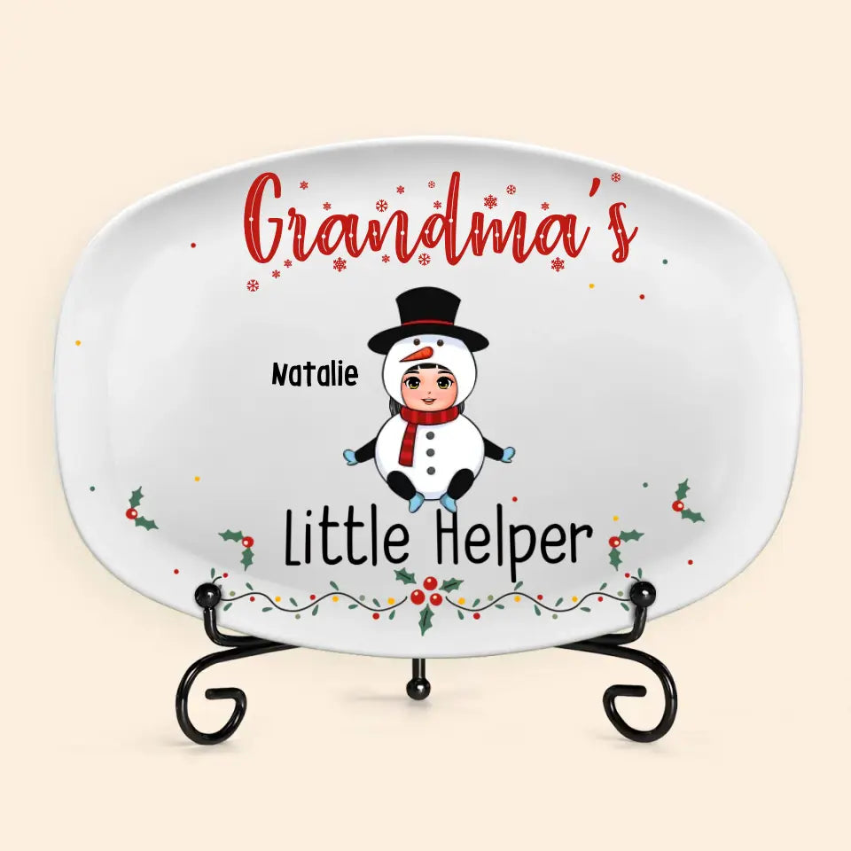 Grandma Little Helpers - Personalized Custom Platter - Christmas Gift For Grandma, Family Members