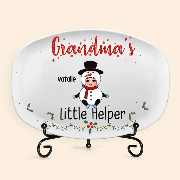 Grandma Little Helpers - Personalized Custom Platter - Christmas Gift For Grandma, Family Members