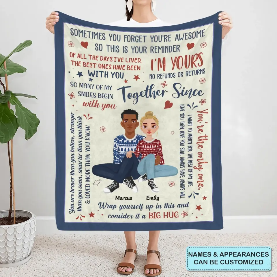 Sometimes You Forget You're Awsome So This Is Your Reminder - Personalized Custom Blanket - Christmas Gift For Couple, Wife, Husband