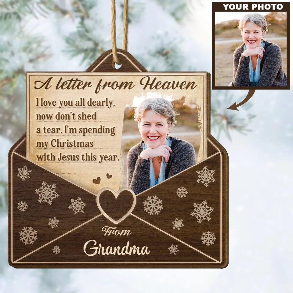 A Letter From Heaven - Personalized Custom Wood Ornament - Christmas, Memorial Gift For Family Members