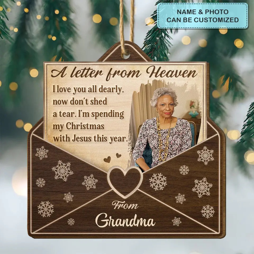 A Letter From Heaven - Personalized Custom Wood Ornament - Christmas, Memorial Gift For Family Members