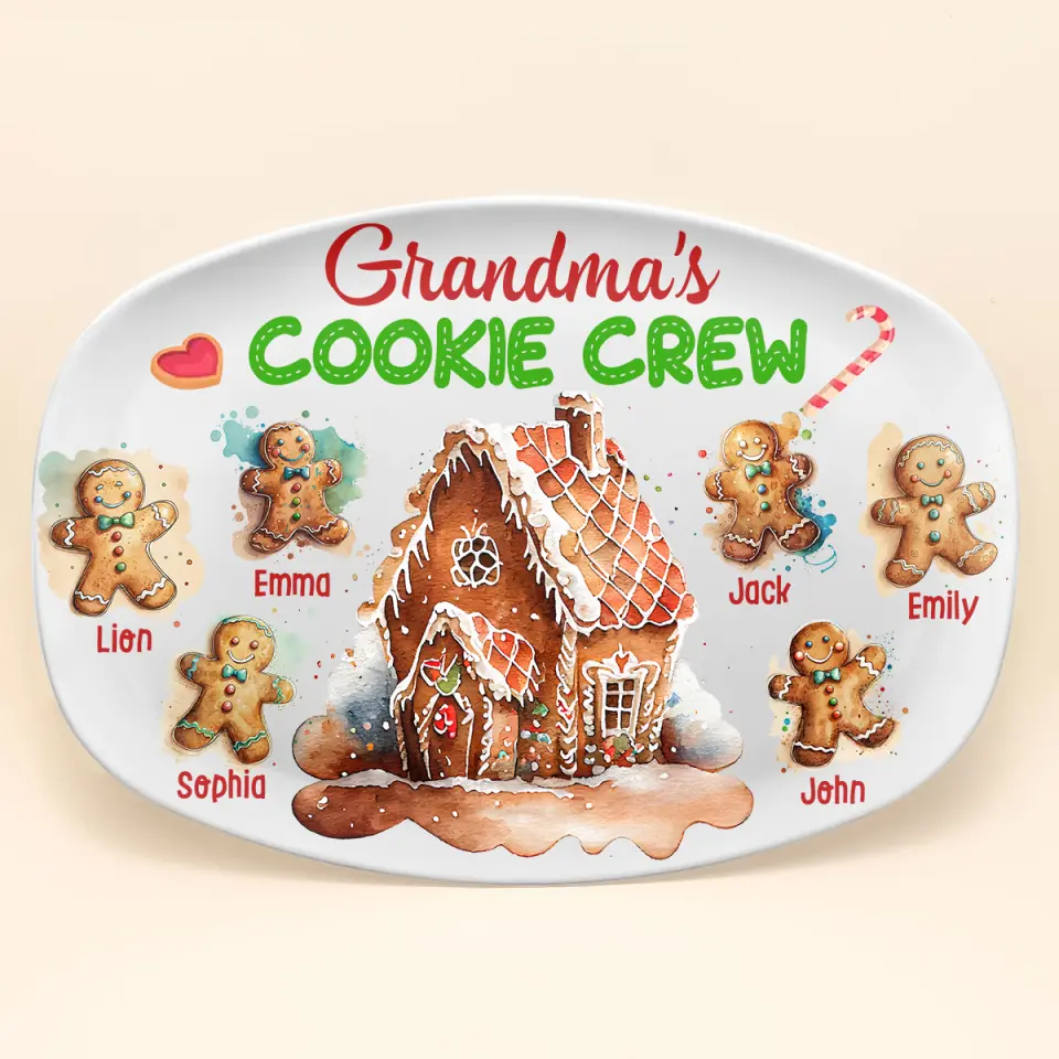 Gingerbread Man Cookies Mom Grandma - Personalized Custom Platter - Christmas Gift For Grandma, Mom, Family Members