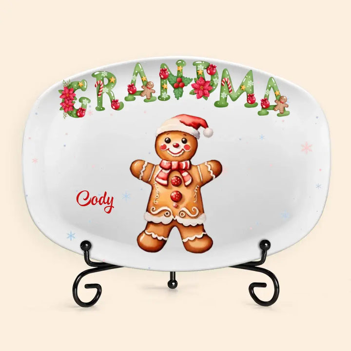 Ginger Bread Grandma Cookies - Personalized Custom Platter - Christmas Gift For Grandma, Mom, Family Members