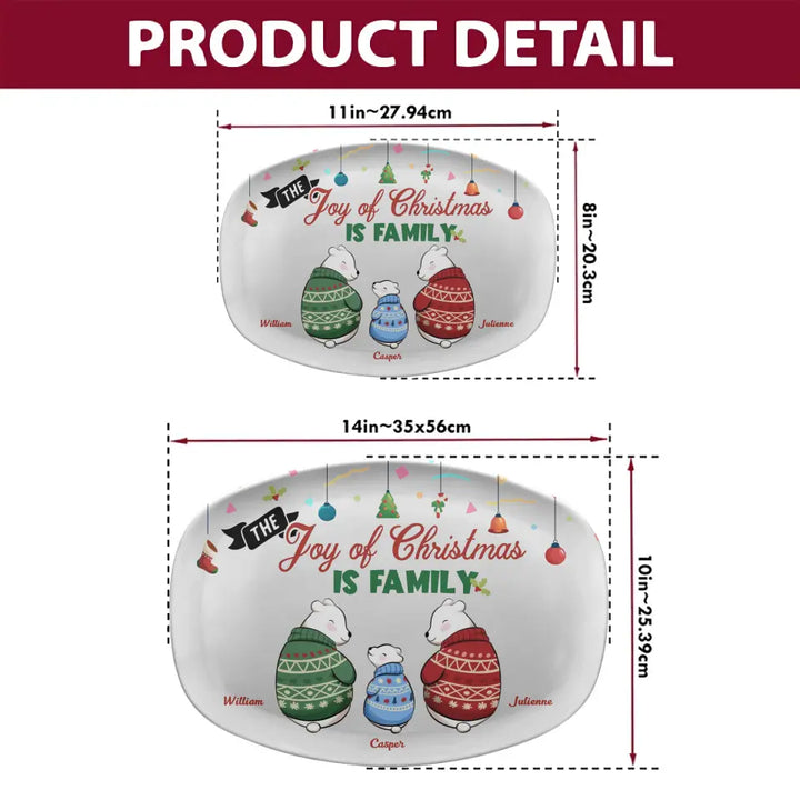 The Joy Of Christmas Is Family - Personalized Custom Platter - Christmas Gift For Grandma, Mom, Grandpa, Dad, Family Member