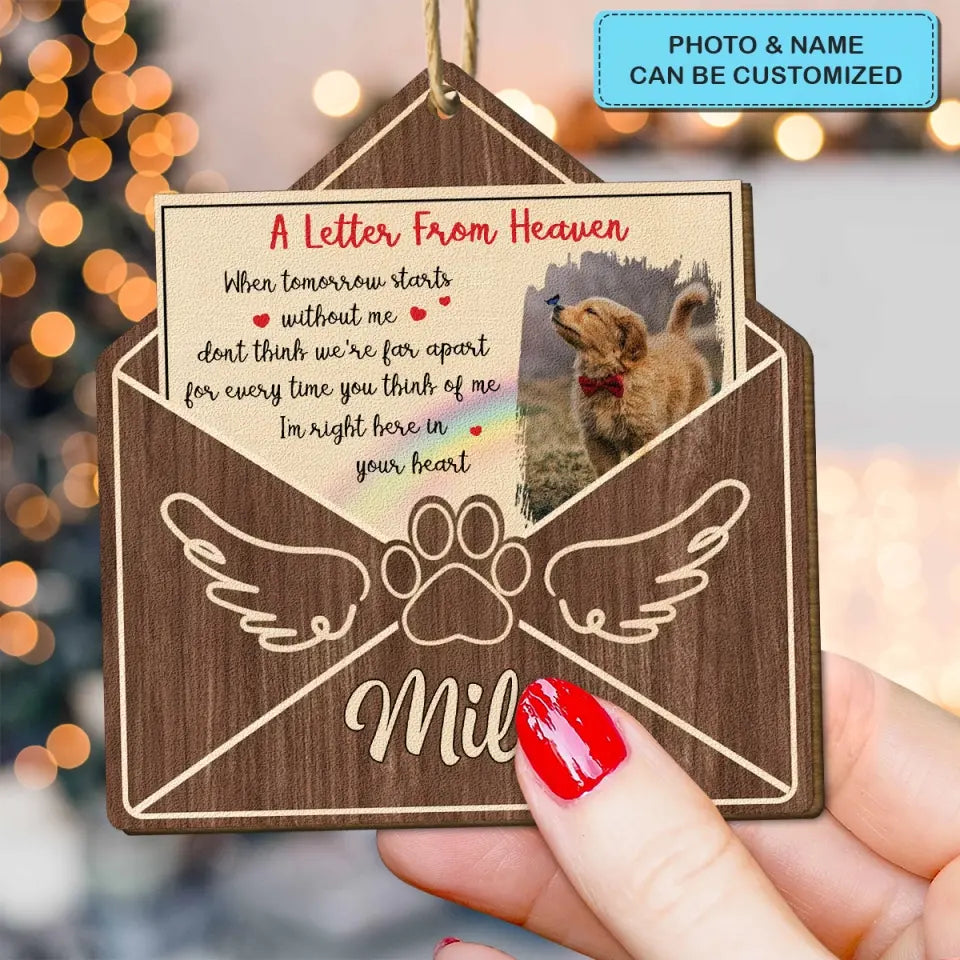A Letter From Heaven - Personalized Custom Wood Ornament - Christmas, Memorial Gift For Pet Lovers, Cat Mom, Dog Mom