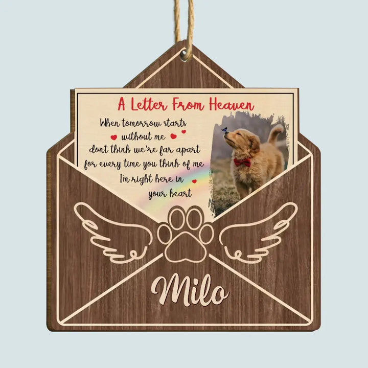 A Letter From Heaven - Personalized Custom Wood Ornament - Christmas, Memorial Gift For Pet Lovers, Cat Mom, Dog Mom