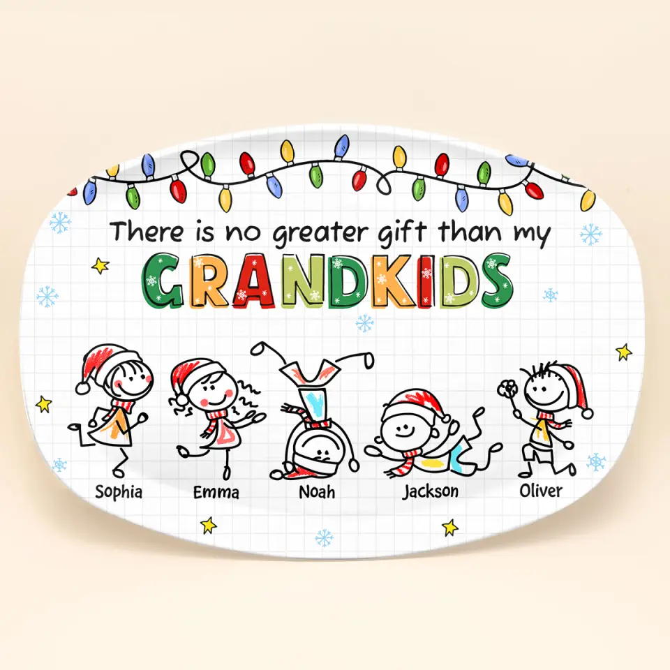 There Is No Greater Gift Than Grandkids - Personalized Custom Platter - Christmas Gift For Grandma, Mom, Family Members
