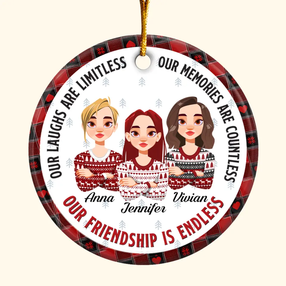 Our Friendship Is Forever - Personalized Custom Ceramic Ornament - Christmas Gift For Friends, Besties