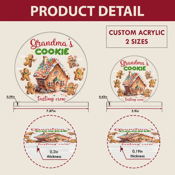 Grandma's Cookie Tasting Crew - Personalized Custom 3D LED Light Wooden Base - Christmas, Winter Gift For Grandma, Grandpa, Mom, Dad, Family Members