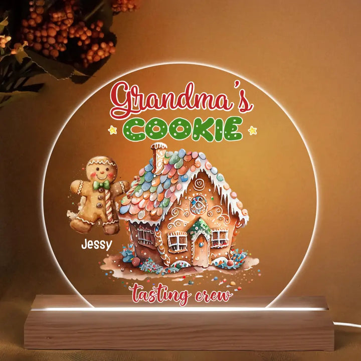 Grandma's Cookie Tasting Crew - Personalized Custom 3D LED Light Wooden Base - Christmas, Winter Gift For Grandma, Grandpa, Mom, Dad, Family Members