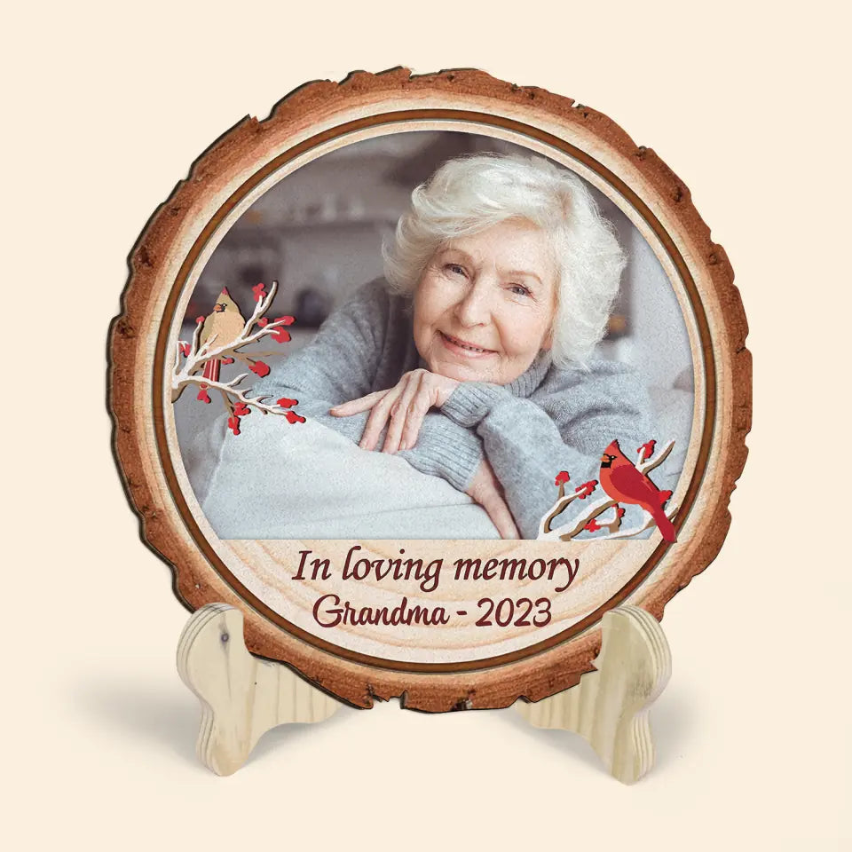 In Loving Memory - Personalized Custom 1 Layer Wooden Sign - Memorial Gift For Family Members, Mom, Dad, Grandma, Grandpa