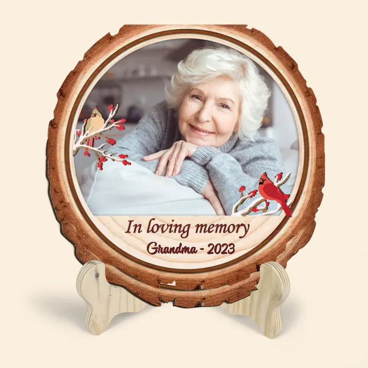In Loving Memory - Personalized Custom 1 Layer Wooden Sign - Memorial Gift For Family Members, Mom, Dad, Grandma, Grandpa