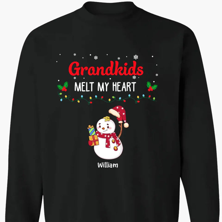 Grandkids Melt My Heart - Personalized Custom T-shirt - Christmas Gift For Grandma, Mom, Family Members