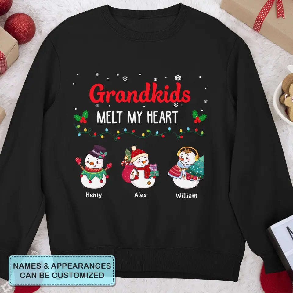 Grandkids Melt My Heart - Personalized Custom T-shirt - Christmas Gift For Grandma, Mom, Family Members