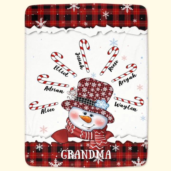 Grandma Snowman Christmas - Personalized Custom Blanket - Christmas Gift For Grandma, Mom, Family Members