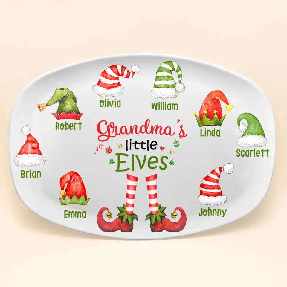 Nana's Little Elves - Personalized Custom Platter - Christmas Gift For Grandma, Mom, Family Members