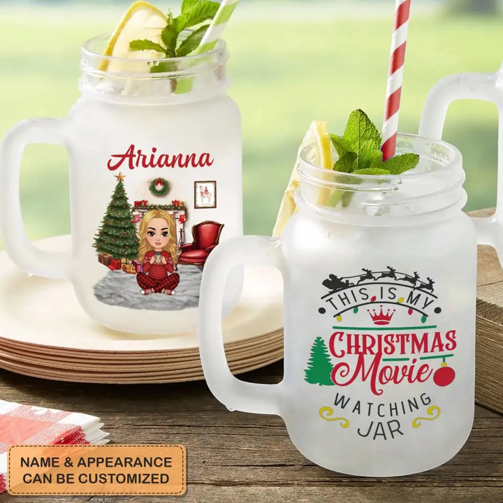 This Is My Christmas Movie Watching Jar - Personalized Custom Mason Jar - Christmas Gift For Family Members, Friends