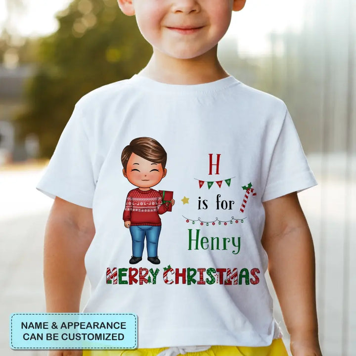 Kid Christmas Tree - Personalized Custom Youth T-shirt - Christmas Gift For Kid, Family Members