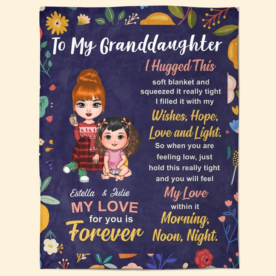 To My Granddaughter - Personalized Custom Blanket - Christmas Gift For Granddaughter