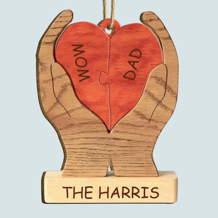 Family Heart - Personalized Custom Wood Ornament - Christmas Gift For Family, Family Members