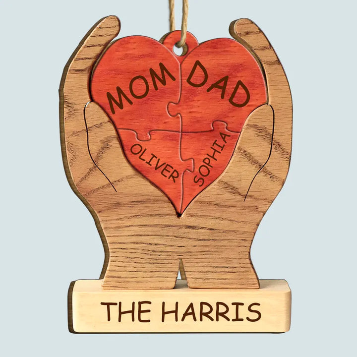 Family Heart - Personalized Custom Wood Ornament - Christmas Gift For Family, Family Members