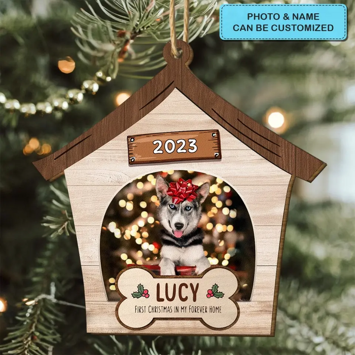 First Christmas In My Forever Home - Personalized Custom Photo Wood Ornament - Christmas Gift For Pet Lover, Pet Owner, Dog Mom, Dog Dad, Cat Mom, Cat Dad