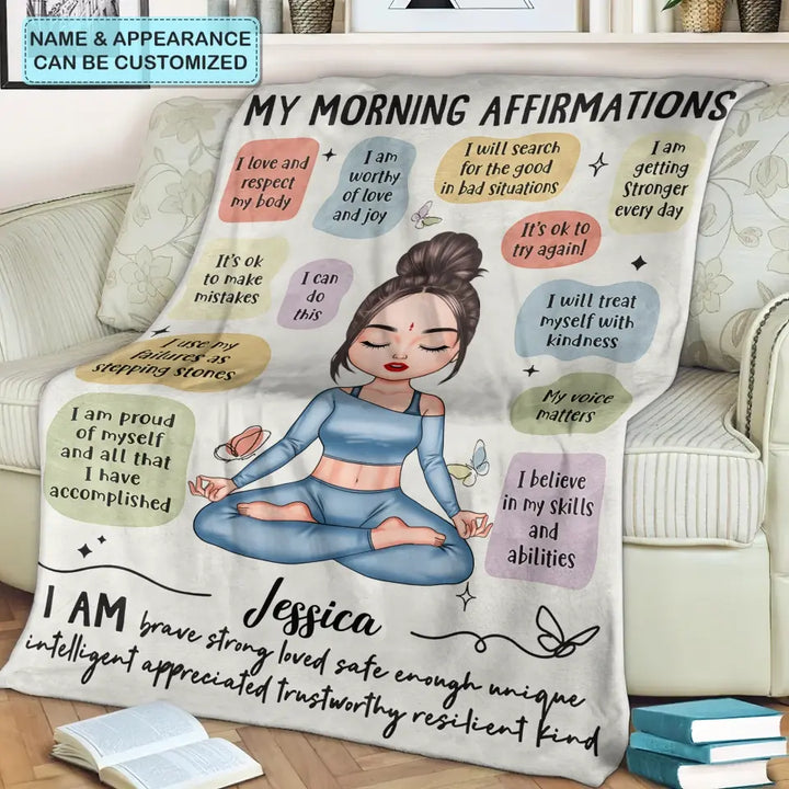 My Morning Affirmations - Personalized Custom Blanket - Gift For Yoga Lover