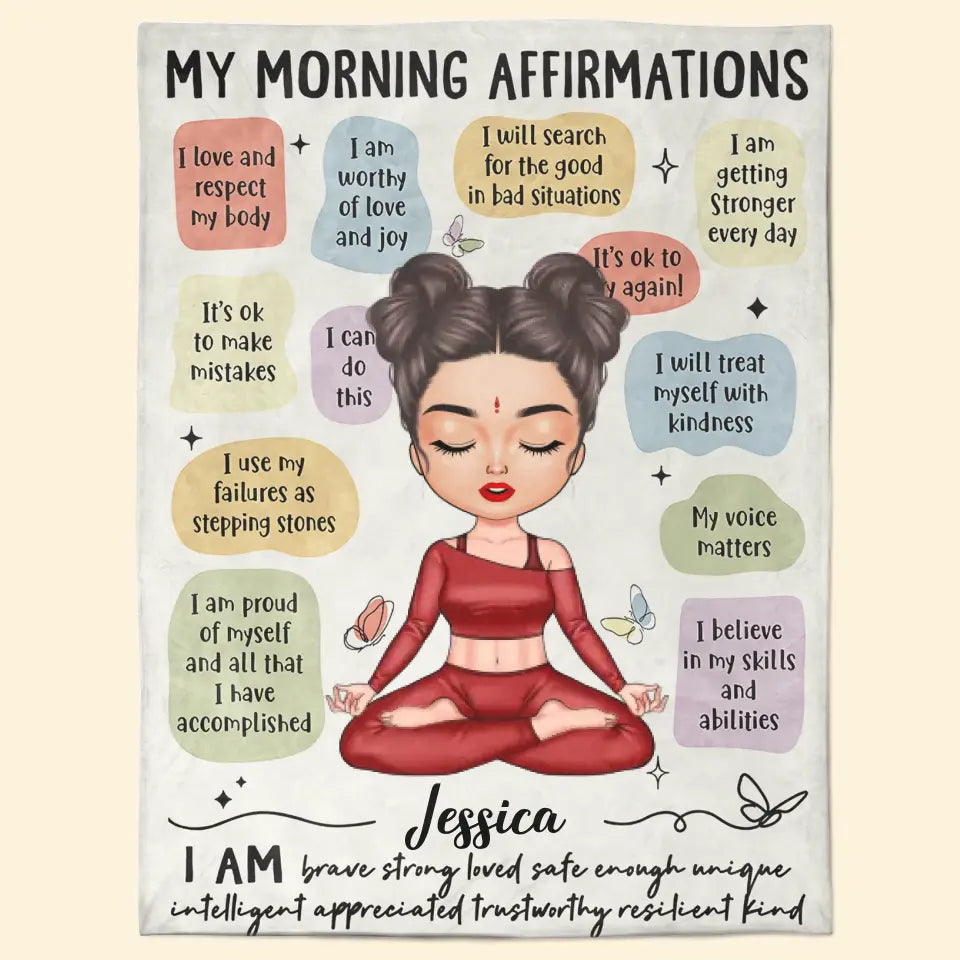 My Morning Affirmations - Personalized Custom Blanket - Gift For Yoga Lover