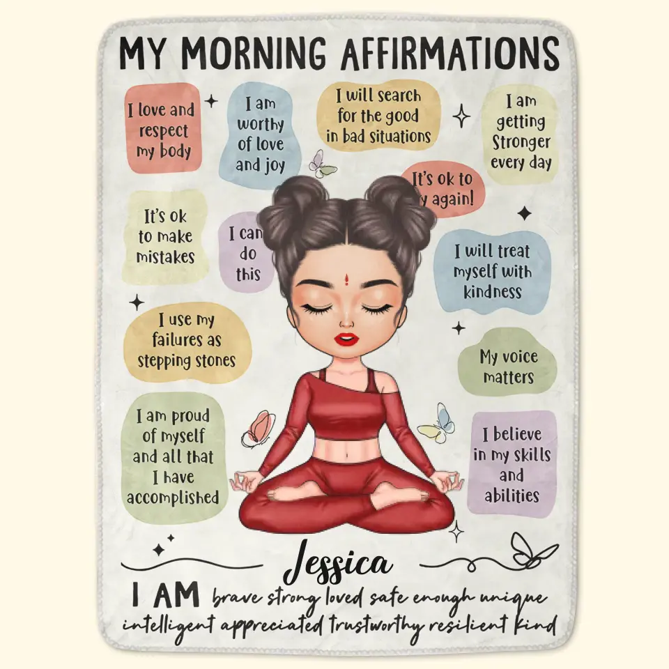 My Morning Affirmations - Personalized Custom Blanket - Gift For Yoga Lover