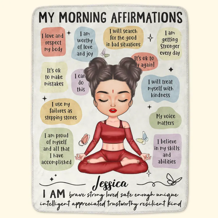 My Morning Affirmations - Personalized Custom Blanket - Gift For Yoga Lover