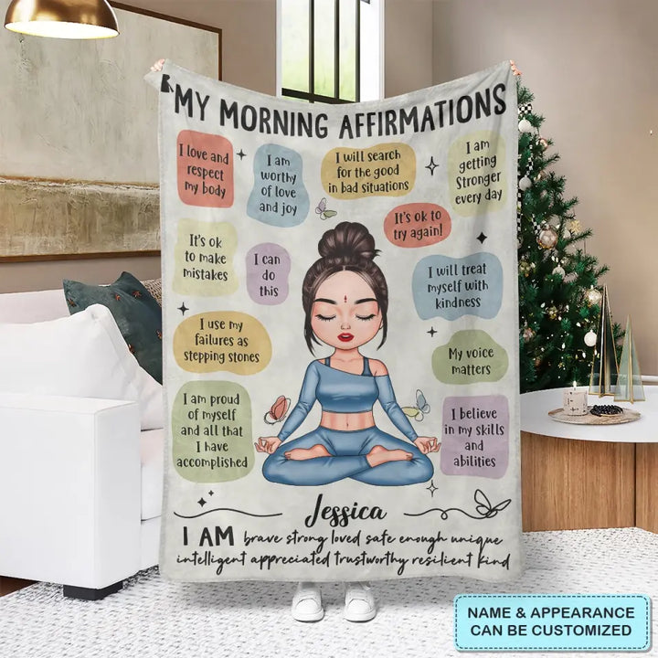 My Morning Affirmations - Personalized Custom Blanket - Gift For Yoga Lover