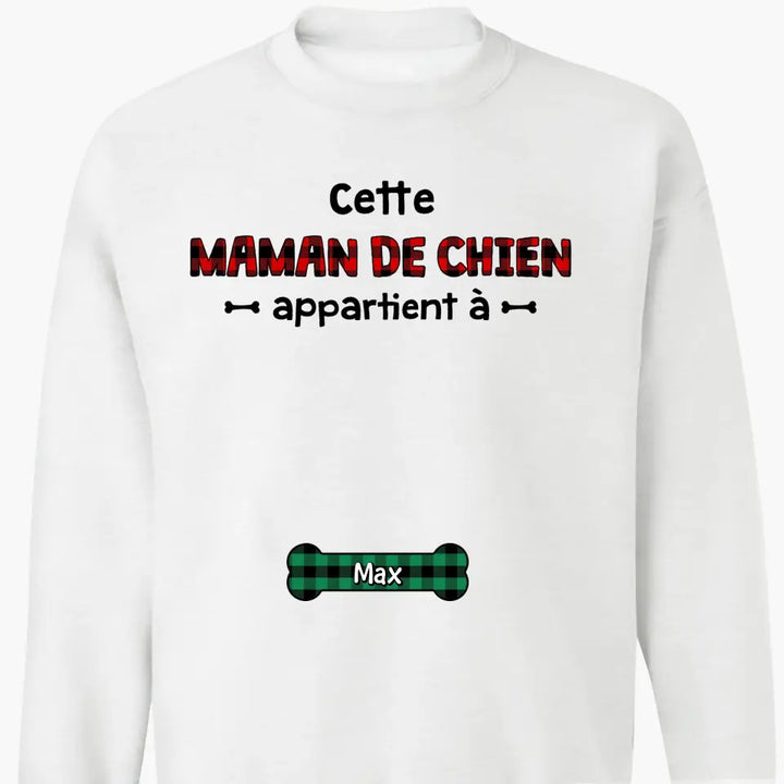 This Dog Mom Belongs To Maman De Chien French - Personalized Custom T-shirt - Christmas Gift For Dog Mom, Cat Mom