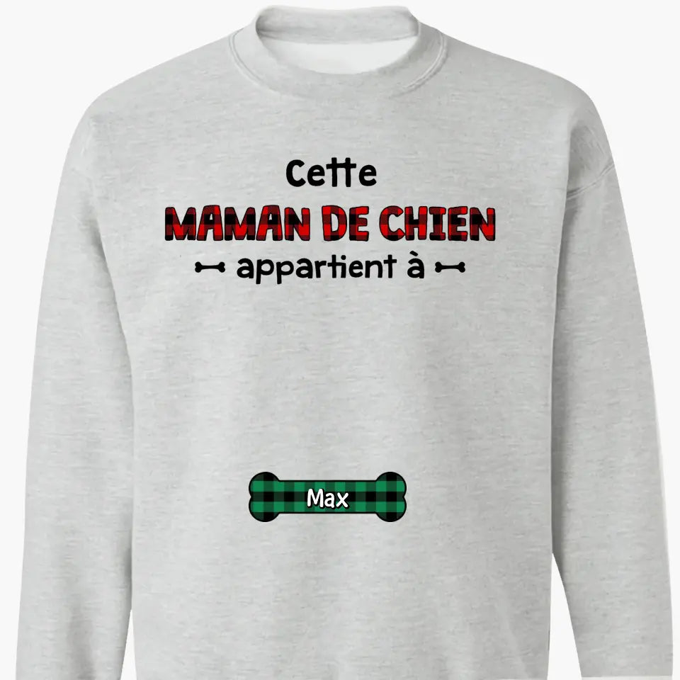 This Dog Mom Belongs To Maman De Chien French - Personalized Custom T-shirt - Christmas Gift For Dog Mom, Cat Mom