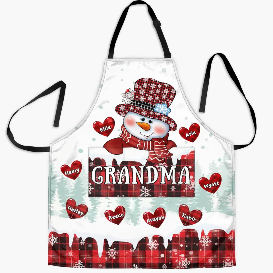 Cute Snowman Nana - Personalized Custom Apron - Christmas, Mother's Day Gift For Grandma, Family Members