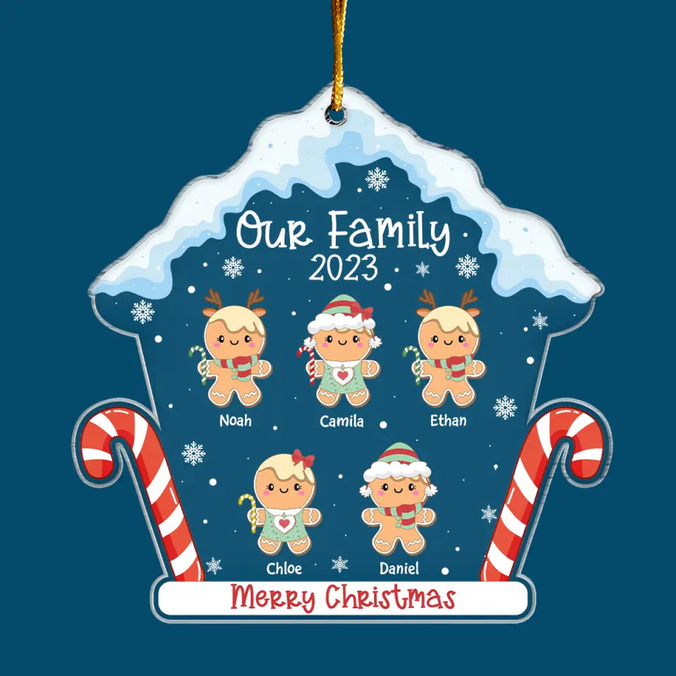 Gingerbread Family - Personalized Custom Mica Ornament - Christmas Gift For Family, Family Members, Grandma, Mom