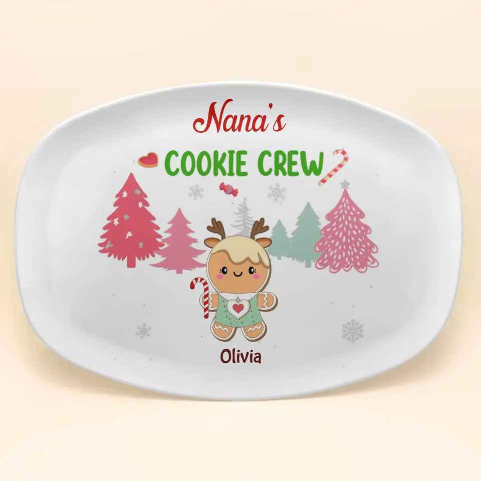 Grandma's Cookie Crew - Personalized Custom Platter - Christmas Gift For Grandma, Mom, Family Members