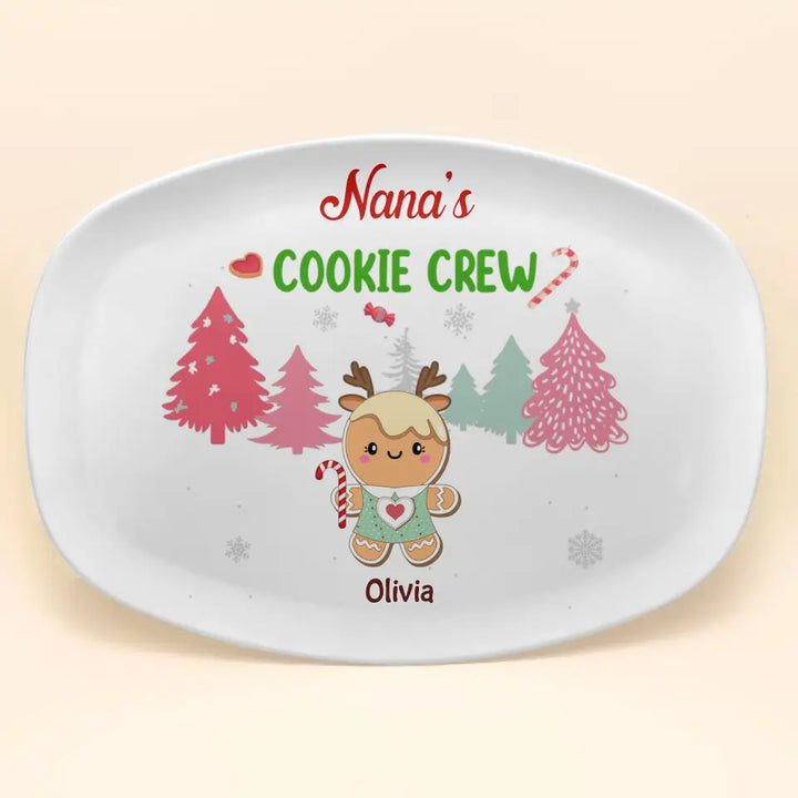 Grandma's Cookie Crew - Personalized Custom Platter - Christmas Gift For Grandma, Mom, Family Members