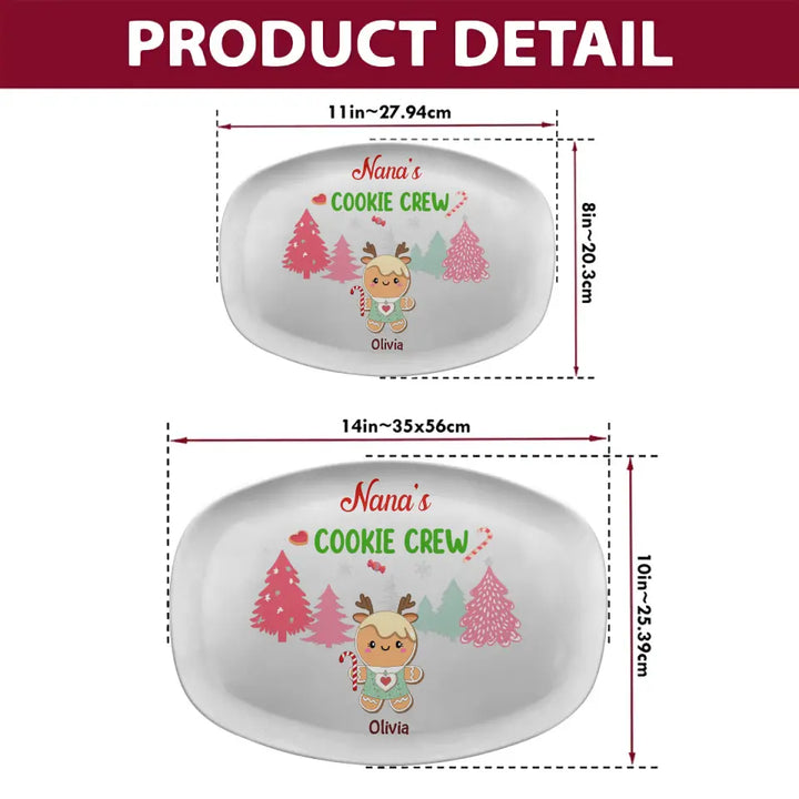 Grandma's Cookie Crew - Personalized Custom Platter - Christmas Gift For Grandma, Mom, Family Members