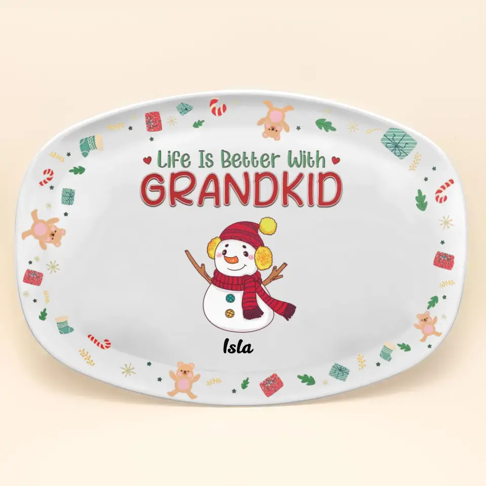 Life Is Better With Grandkids - Personalized Custom Platter - Christmas Gift For Grandma, Mom, Family Members