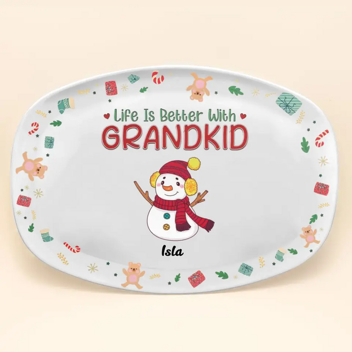 Life Is Better With Grandkids - Personalized Custom Platter - Christmas Gift For Grandma, Mom, Family Members