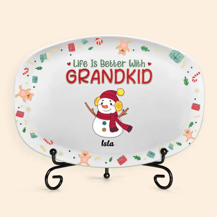 Life Is Better With Grandkids - Personalized Custom Platter - Christmas Gift For Grandma, Mom, Family Members