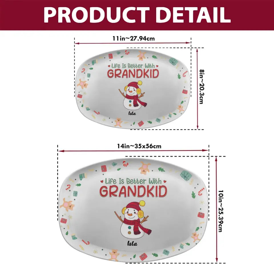 Life Is Better With Grandkids - Personalized Custom Platter - Christmas Gift For Grandma, Mom, Family Members