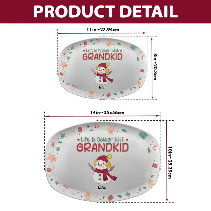 Life Is Better With Grandkids - Personalized Custom Platter - Christmas Gift For Grandma, Mom, Family Members