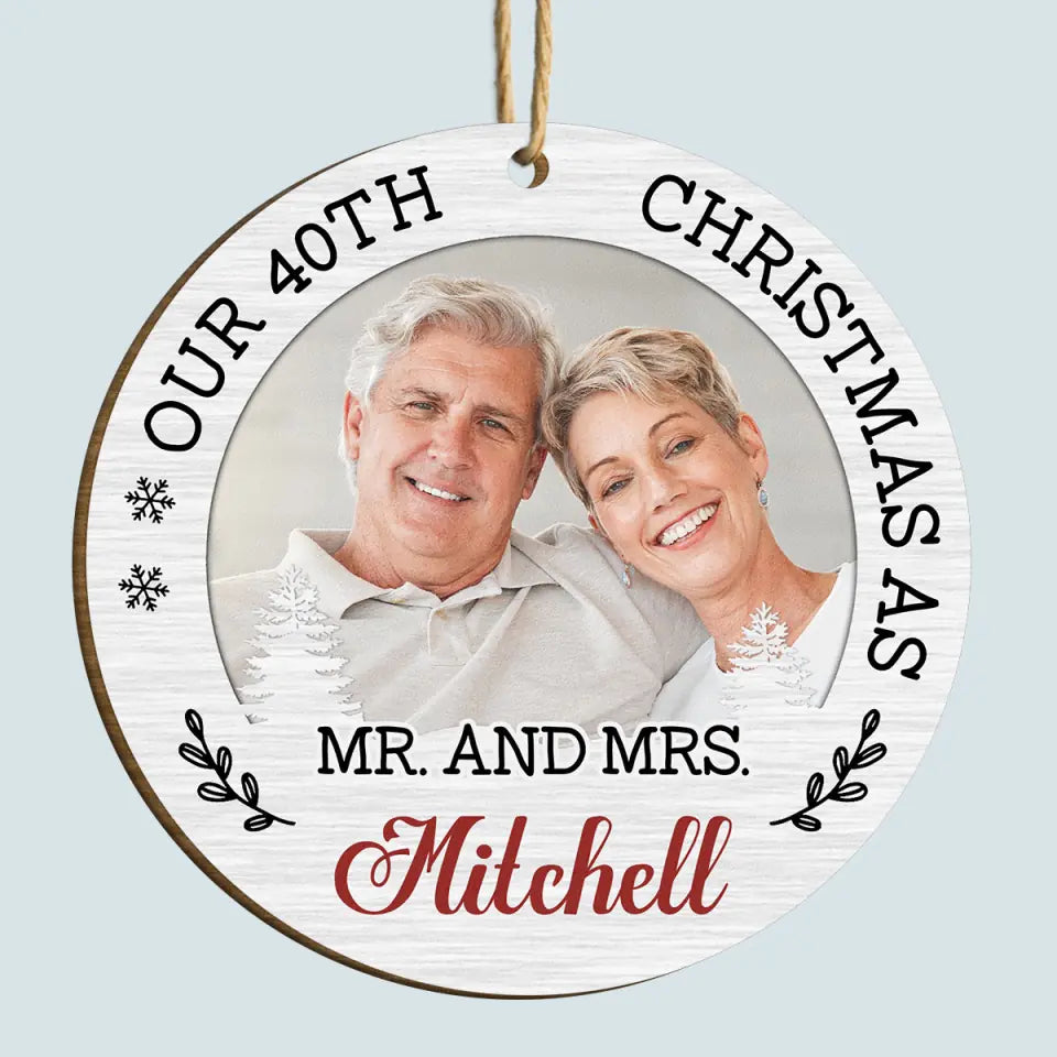 Happy Anniversary Christmas - Personalized Custom Wood Ornament - Anniversary, Christmas Gift For Couple, Wife, Husband, Family Members