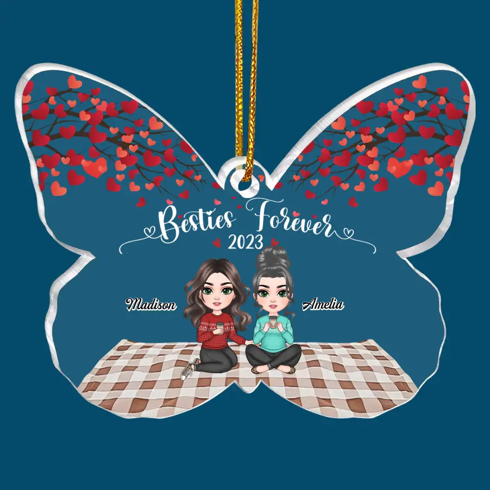 Besties Forever - Personalized Custom Mica Ornament - Gift For Friends