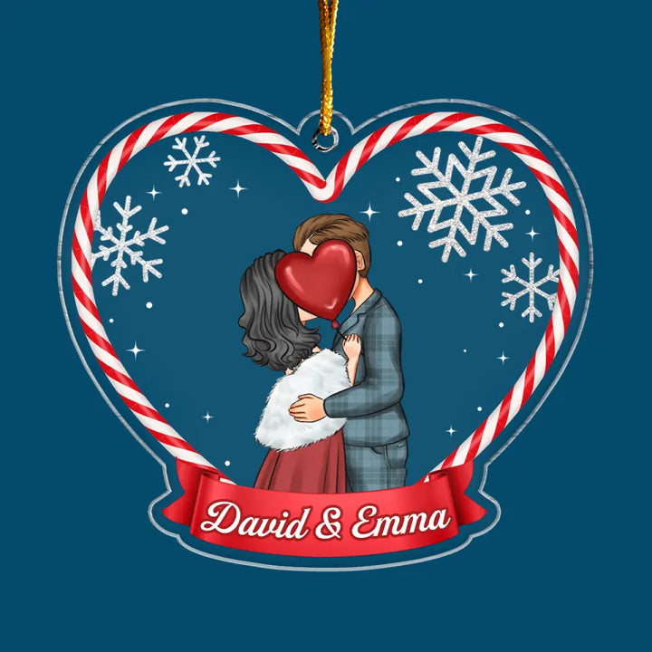 Couple Christmas Heart - Personalized Custom Mica Ornament - Christmas Gift For Couple, Wife, Husband, Boyfriends, Girlfriends