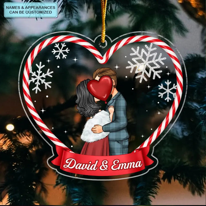 Couple Christmas Heart - Personalized Custom Mica Ornament - Christmas Gift For Couple, Wife, Husband, Boyfriends, Girlfriends