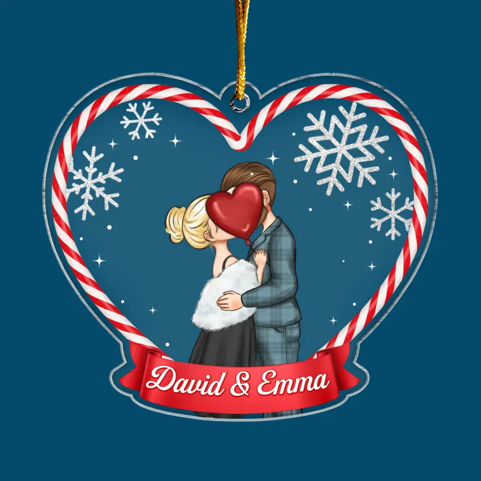 Couple Christmas Heart - Personalized Custom Mica Ornament - Christmas Gift For Couple, Wife, Husband, Boyfriends, Girlfriends